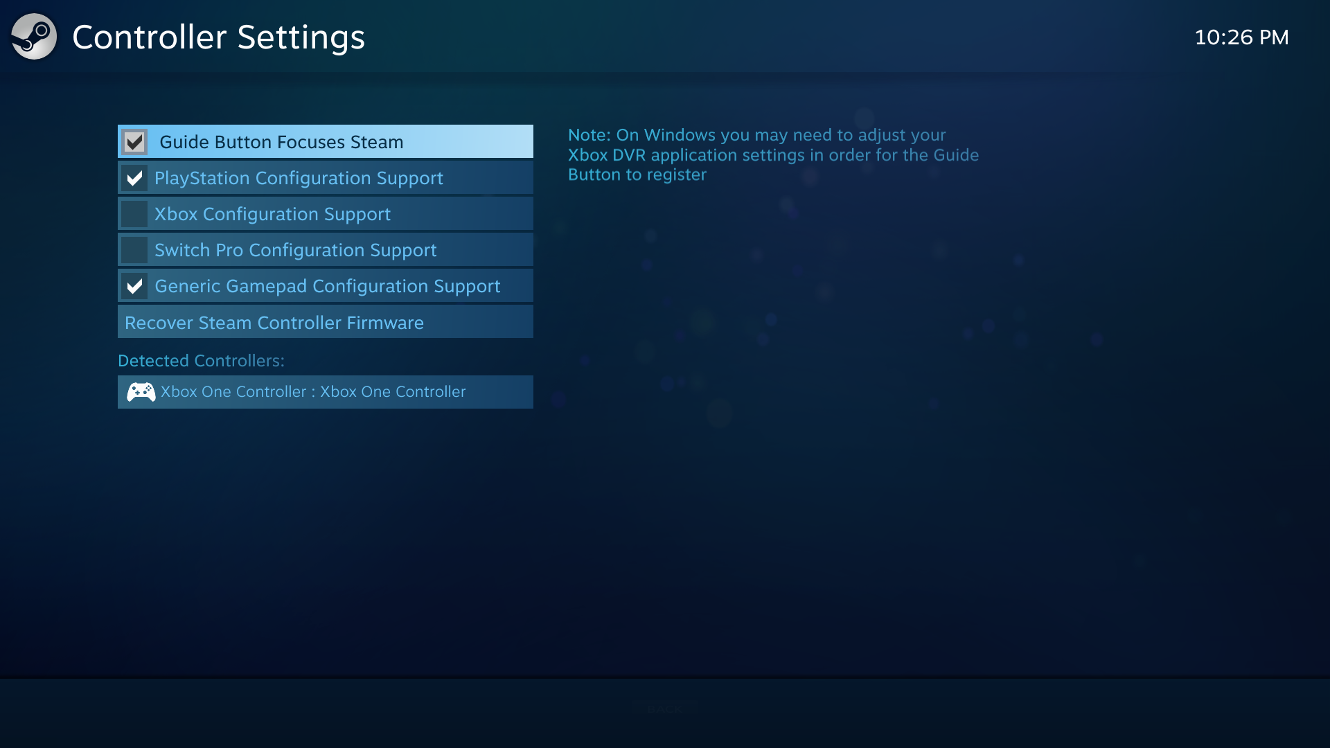 Steam Controller Settings Playstation enabled