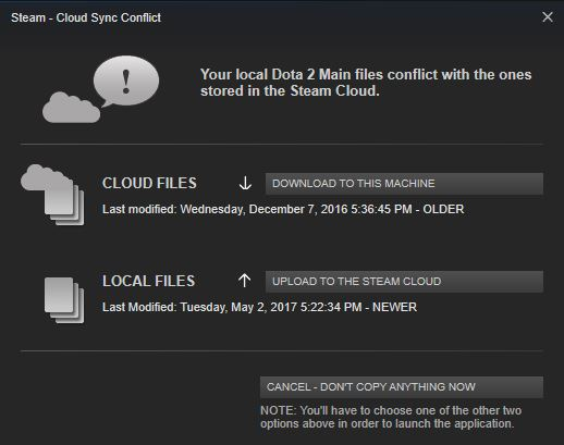 Steam Cloud Conflict Support Page